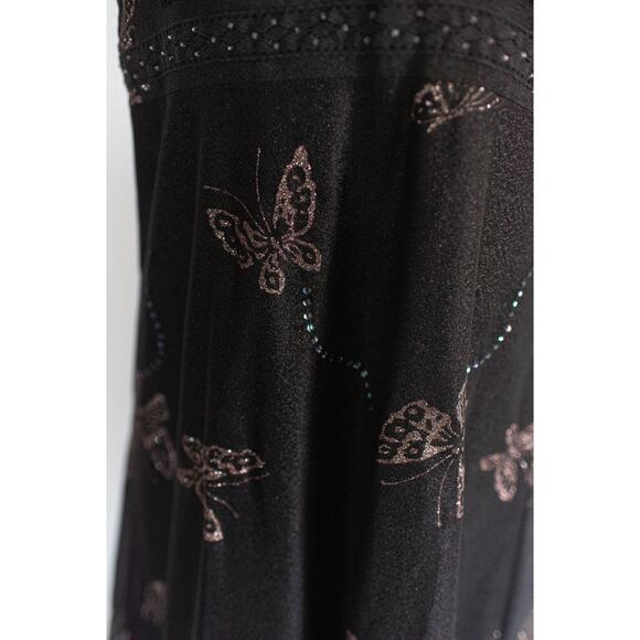 Y2K Wanko Slip Dress Butterflies Glitter Sequins Sheer Fairy Grunge Whimsigoth - Picture 2 of 8